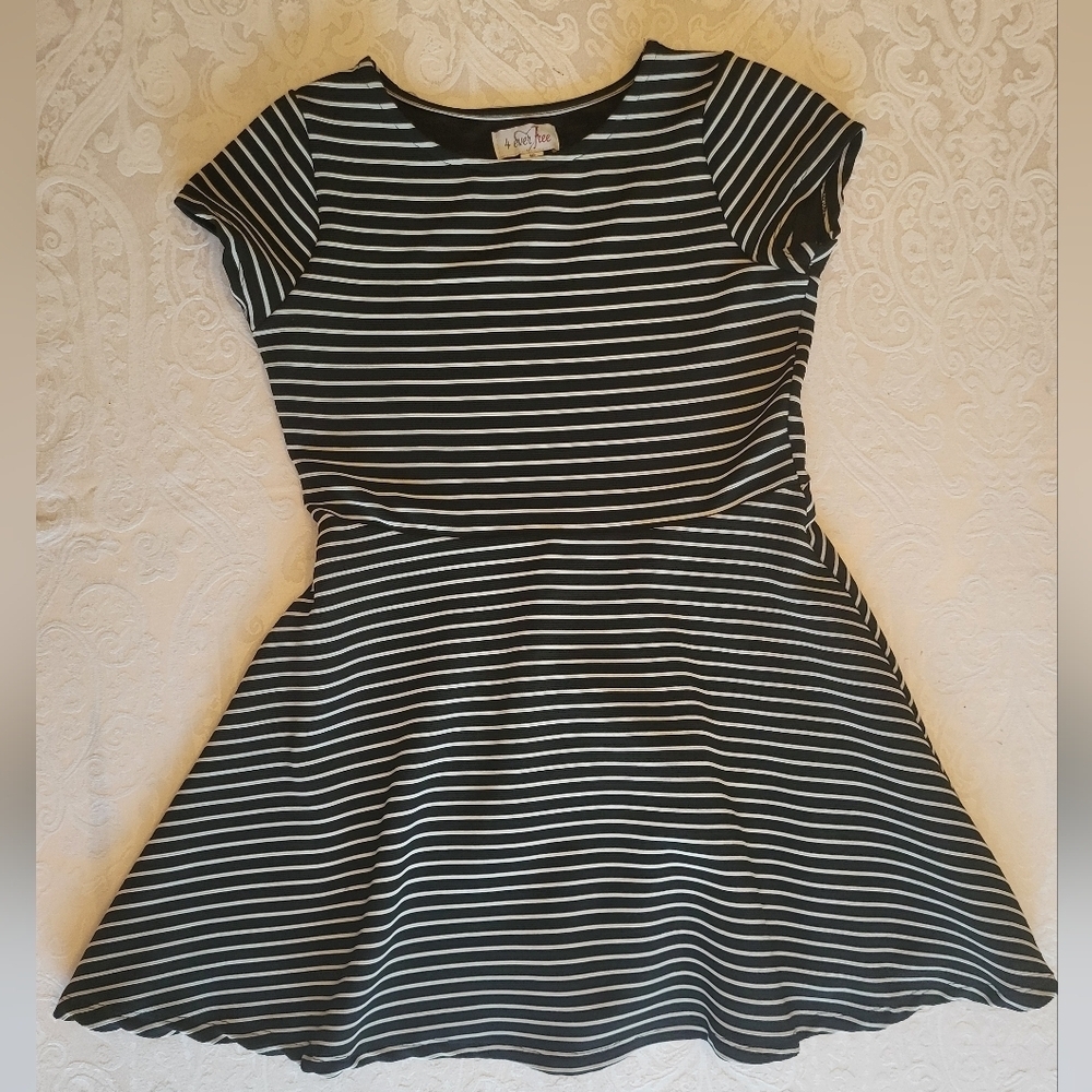 4 Ever Free Black and White Striped Dress, Size 16